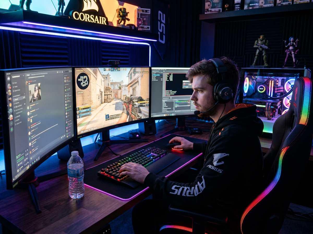 Gamer en plena partida